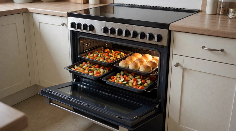 Two full shelves cost no more to heat than one, which makes batch cooking the easiest saving available