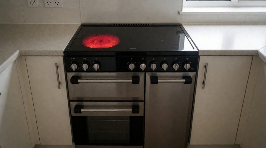 Ceramic zones glow when hot, which is a useful visual warning induction does not give