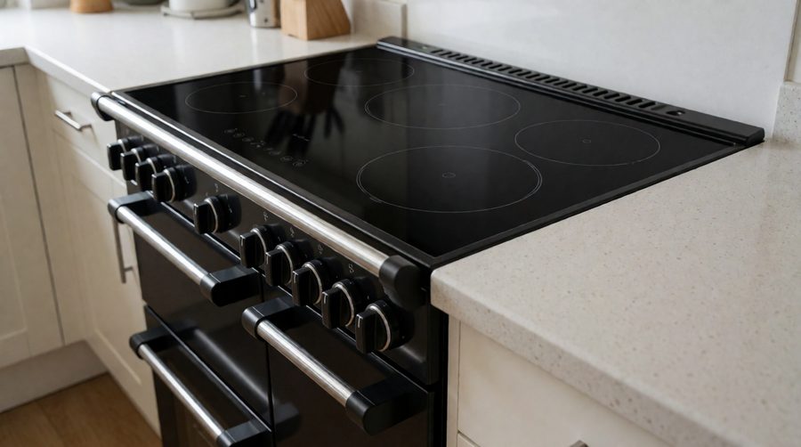 A flat glass hob wipes down in seconds, which is the single easiest saving on cleaning time