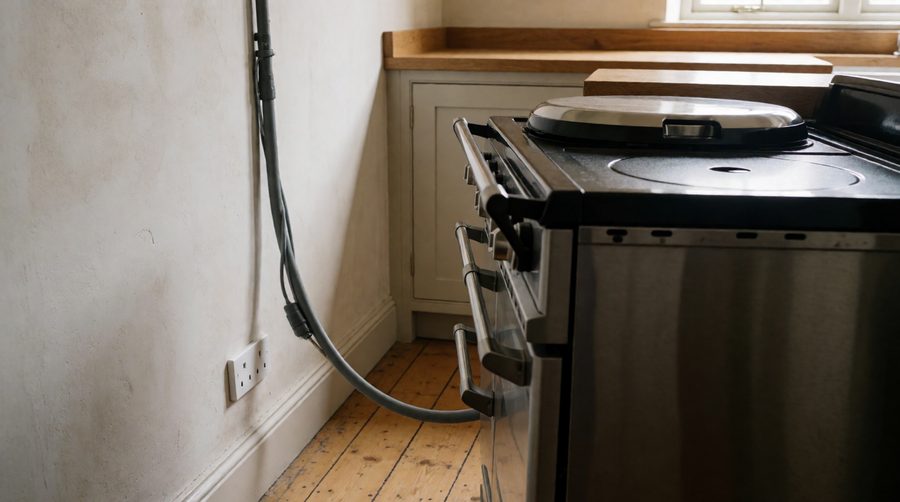 Enough slack to pull the cooker forward is worth asking for while the cable is being run
